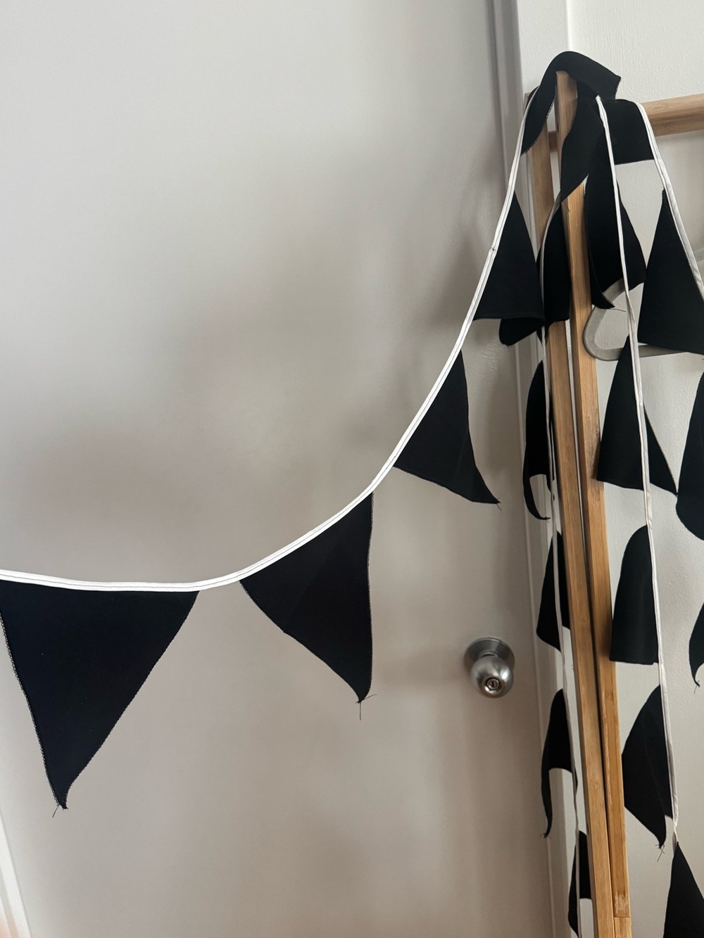 Black Fabric Triangle Bunting Garland - Home Party Supplies